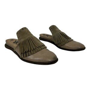 OTBT Womens Size 6 Gray Leather Suede Gleam Slide On Flat Mules